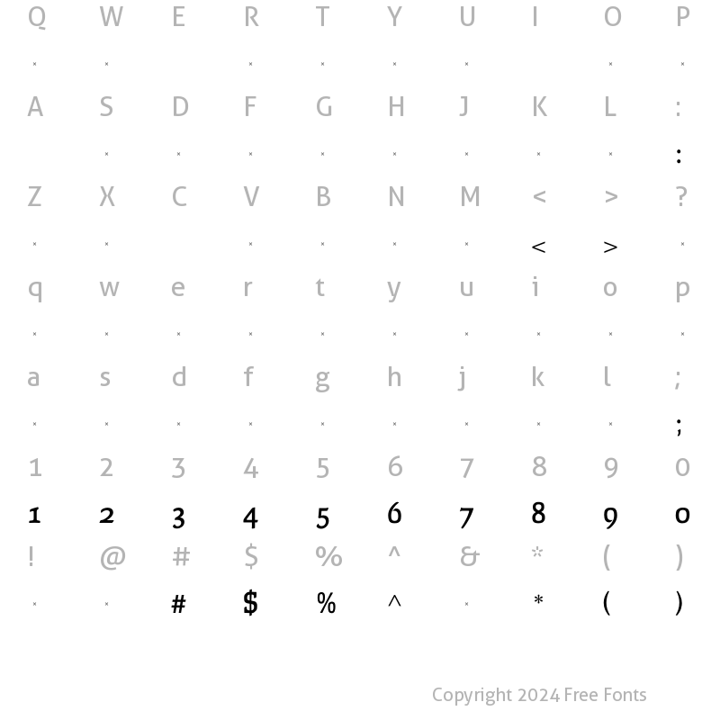 Character Map of FaustMediumOldStyleFigsTab Regular