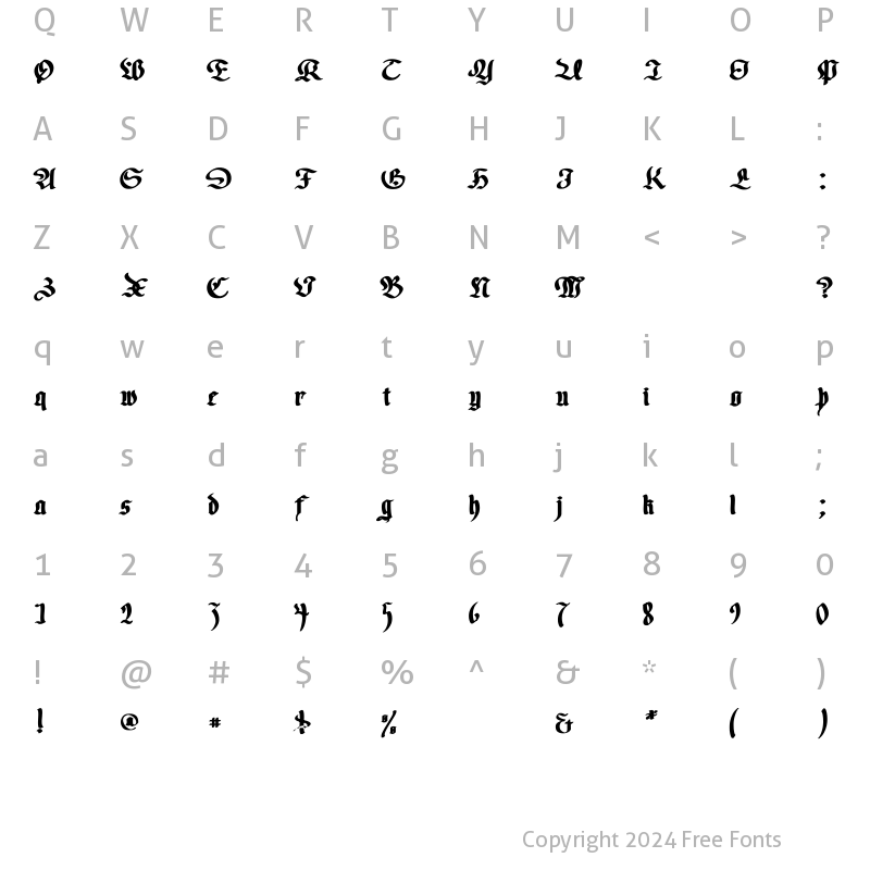 Character Map of Faustus Bold Bold