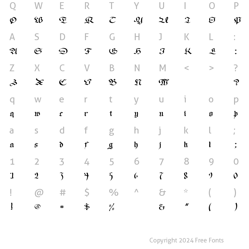 Character Map of Faustus Wide Regular