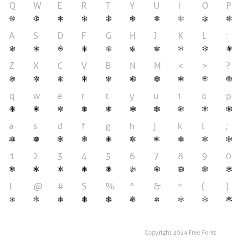 Character Map of Faux Snow BRK Regular