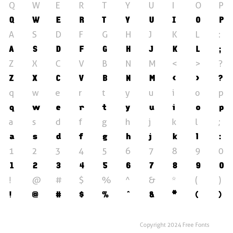 Character Map of FauxCRA ExtraBold Regular