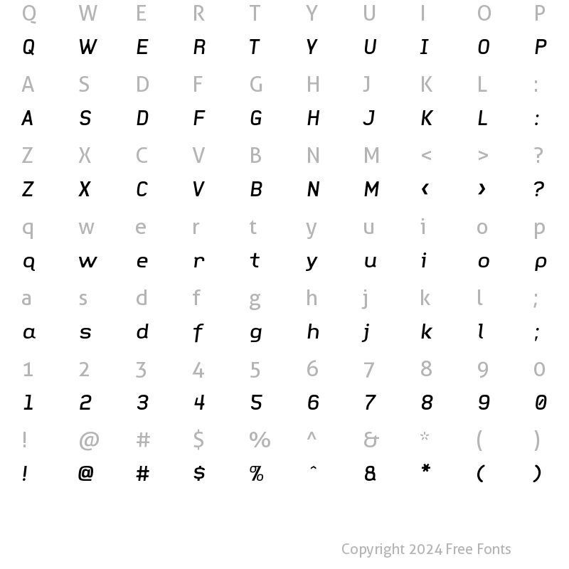 Character Map of FauxCRA Italic