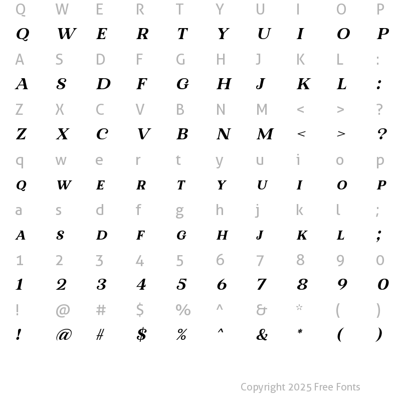 Character Map of Favoner One Italic