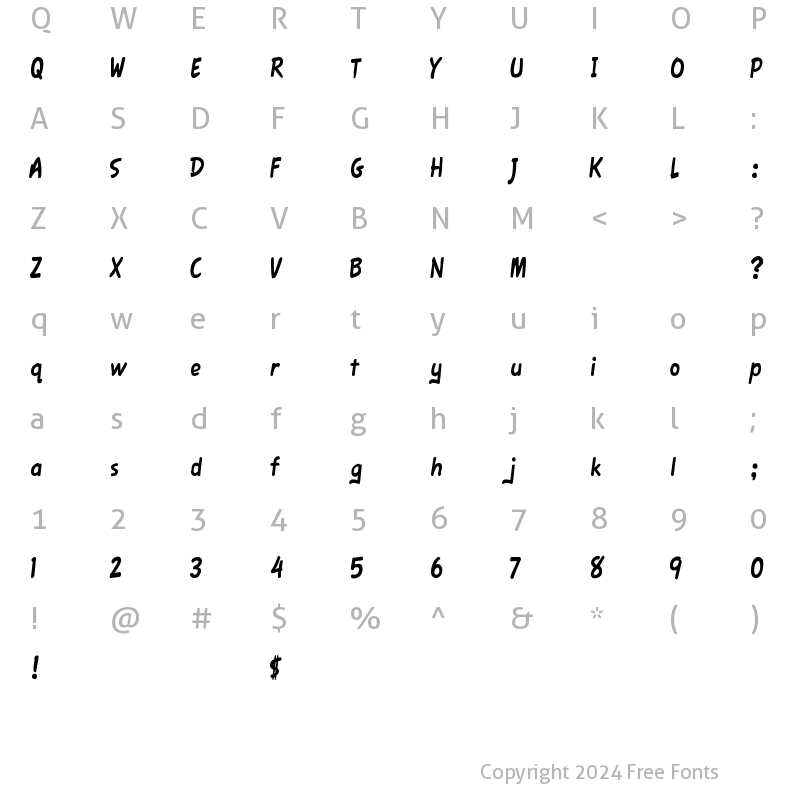 Character Map of Fawn Script Regular