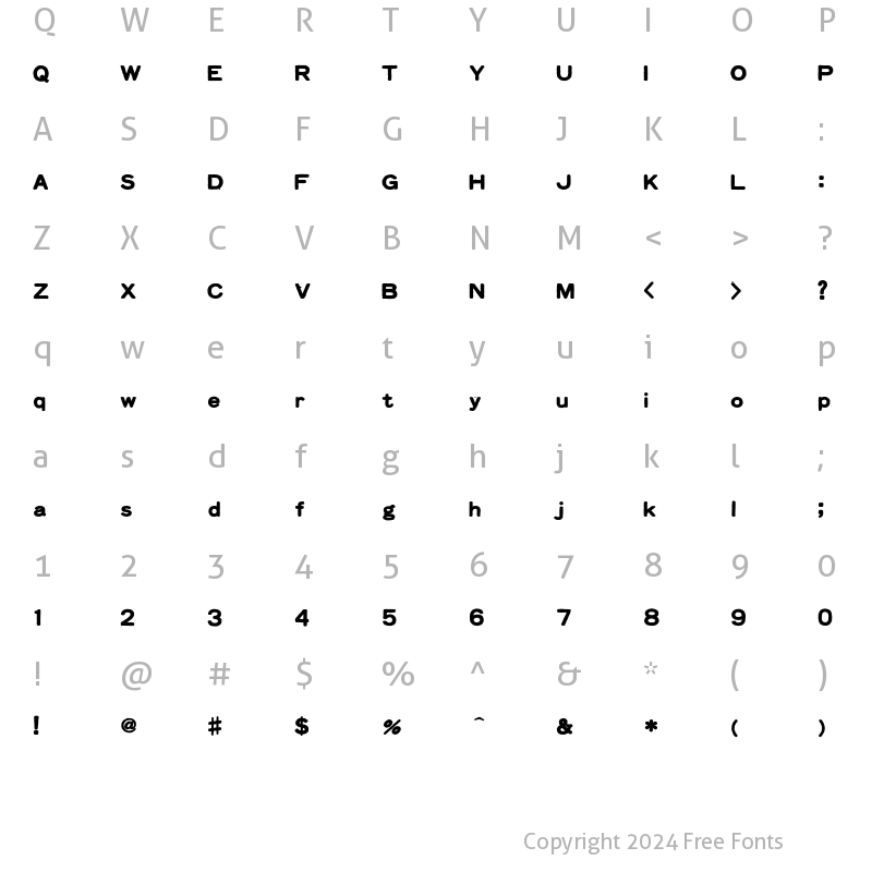 Character Map of Faxfont Tone Regular