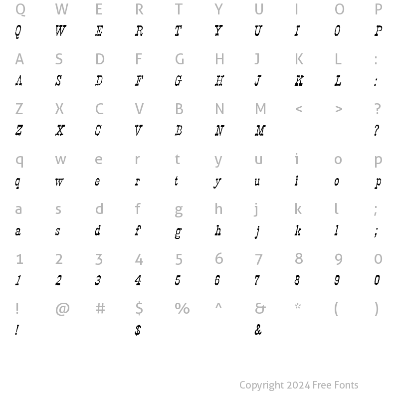 Character Map of Faywood Italic WF Regular