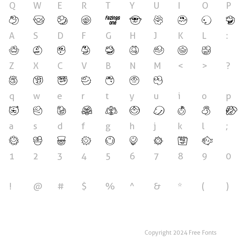 Character Map of Fazings one Regular