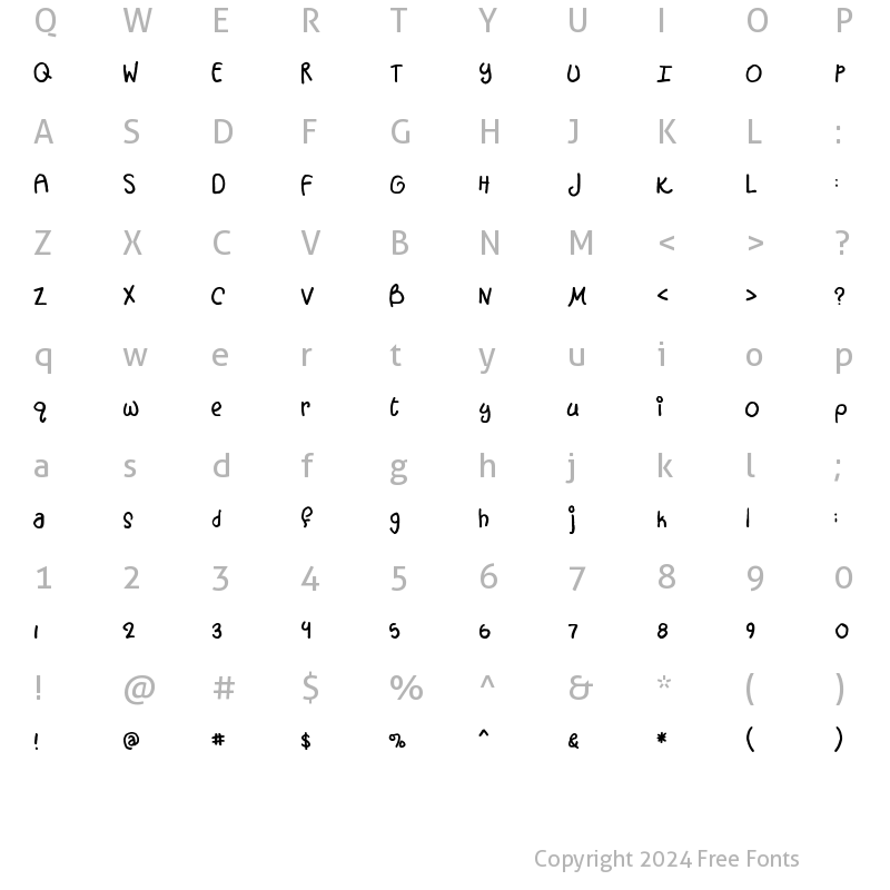 Character Map of FB Fascination FB Fascination