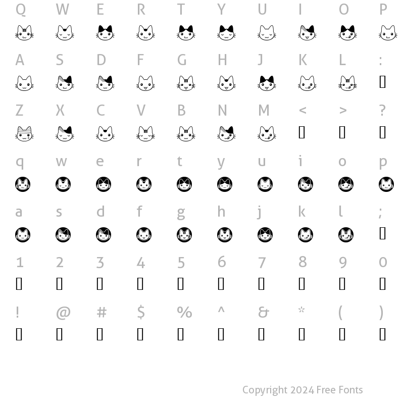 Character Map of fb_nyan Regular