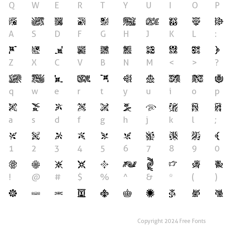 Character Map of FCaslon Ornaments ITC Regular