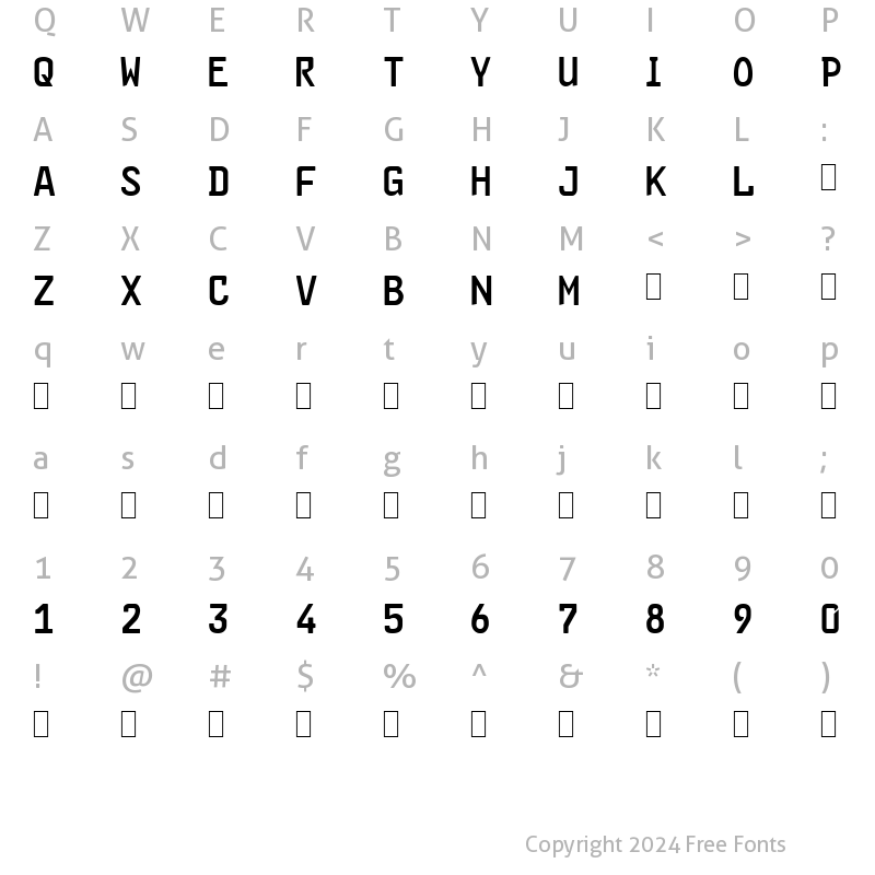 Character Map of FE-Font Normal