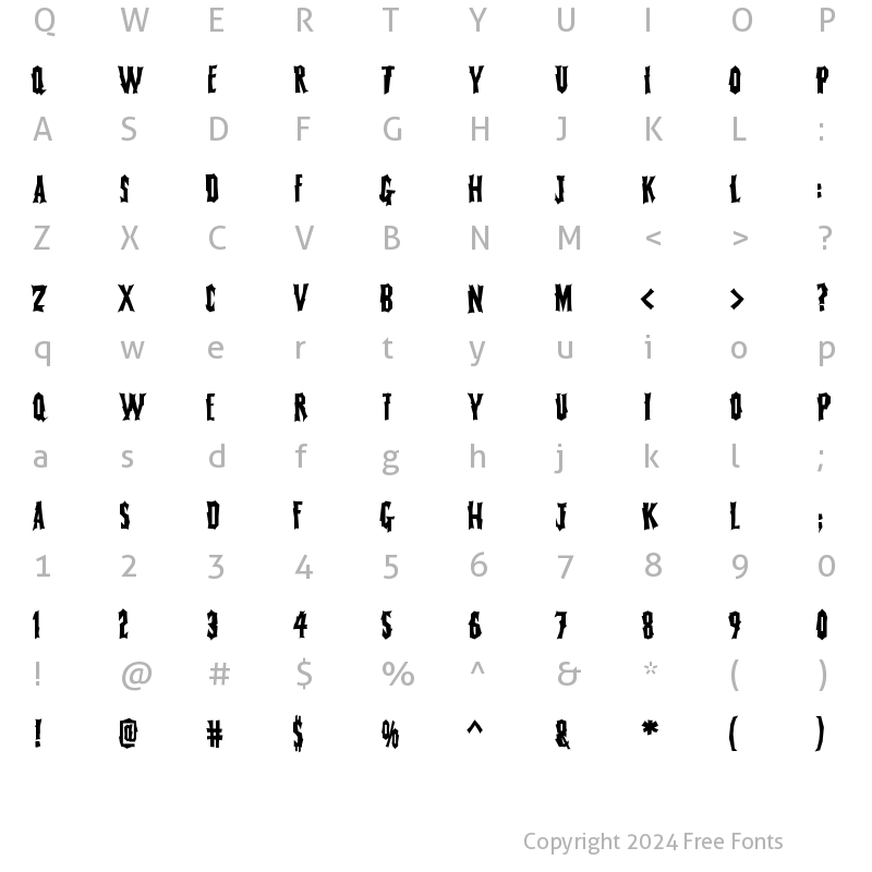 Character Map of FearlessVampireKiller Regular