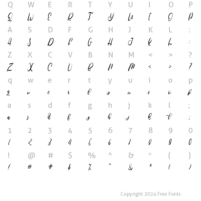 Character Map of Febrina Regular