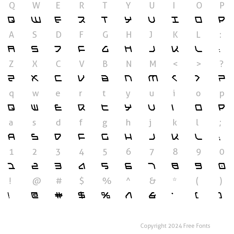 Character Map of Federapolis Bold Leftalic Bold