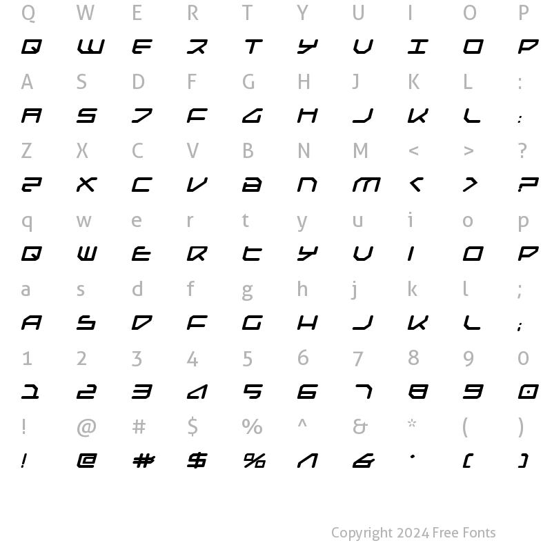 Character Map of Federapolis Expanded Bold Italic Expanded Bold Italic