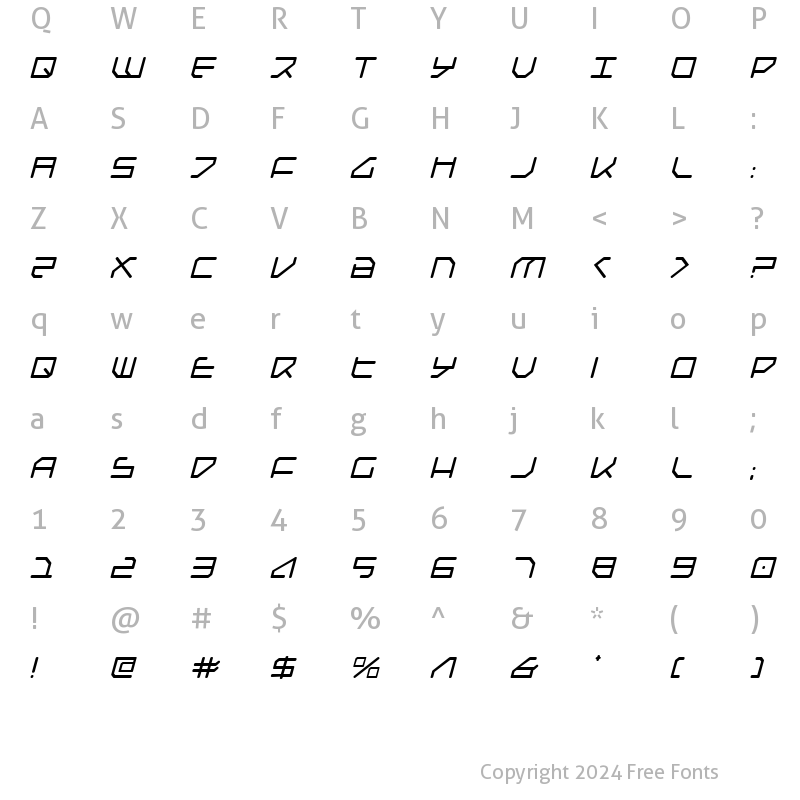 Character Map of Federapolis Italic Italic