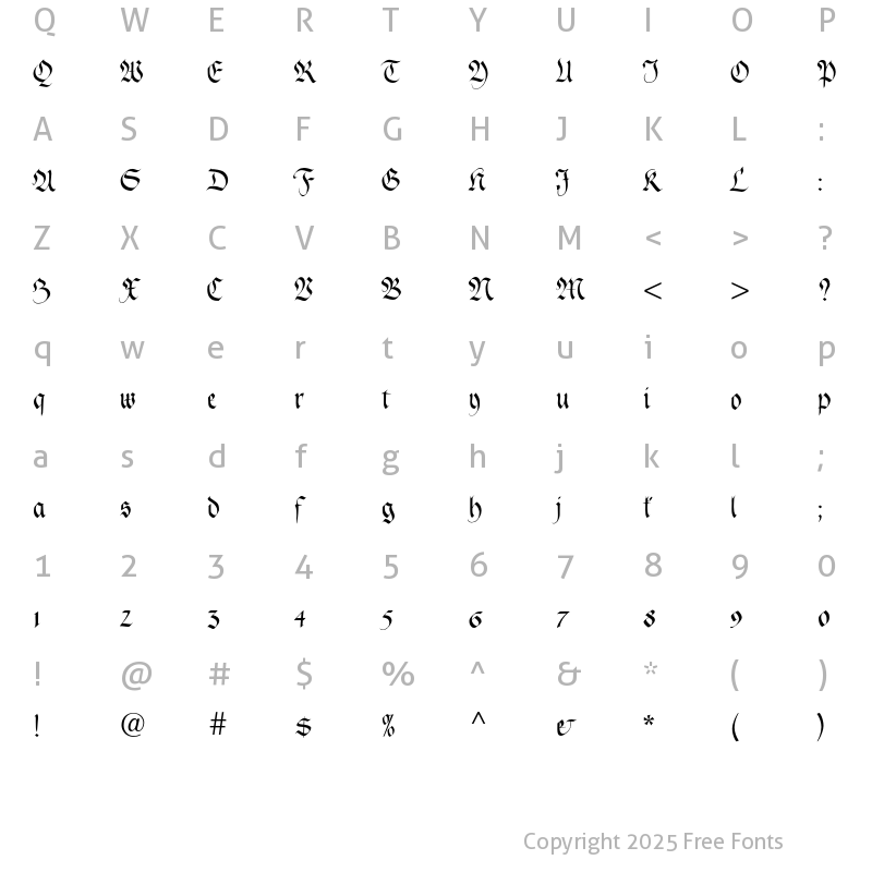 Character Map of FederFrakturEF Regular