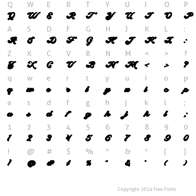 Character Map of Fedian Script Extrude