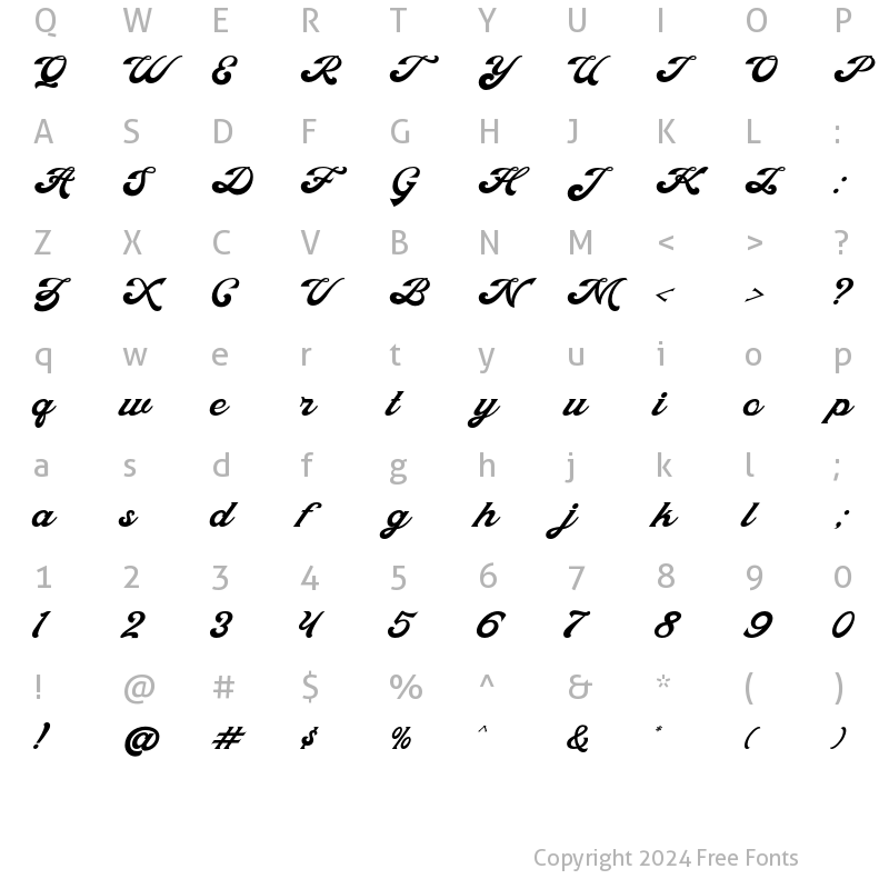 Character Map of Fedian Script Regular