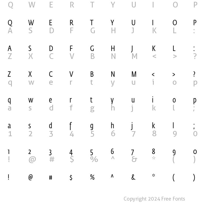 Character Map of Fedra Sans Condensed Std Book