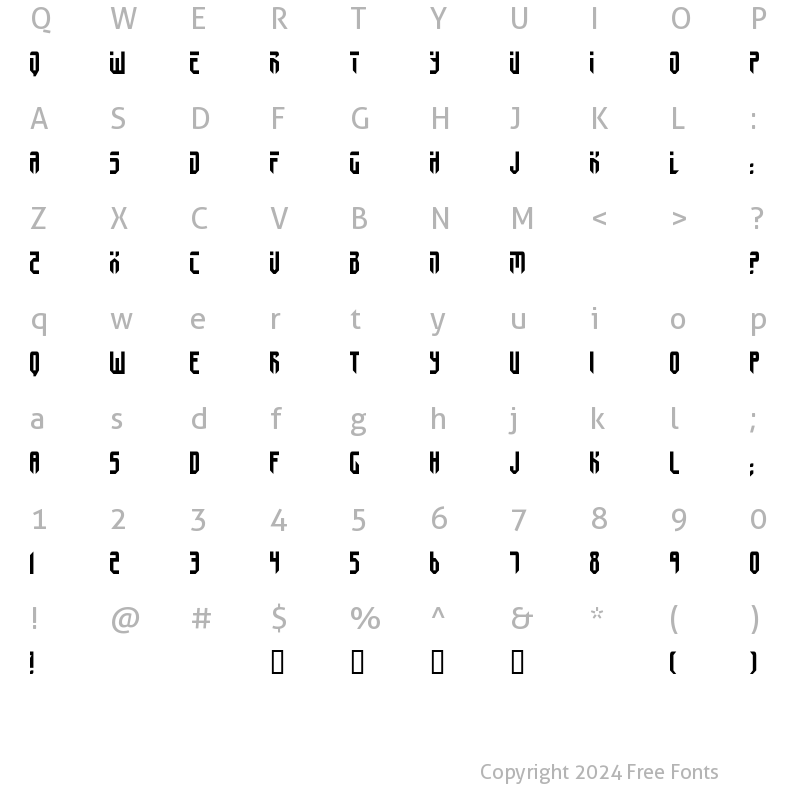 Character Map of Fedyral II Regular