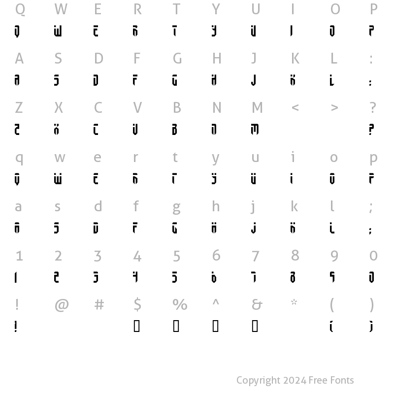 Character Map of Fedyral Regular