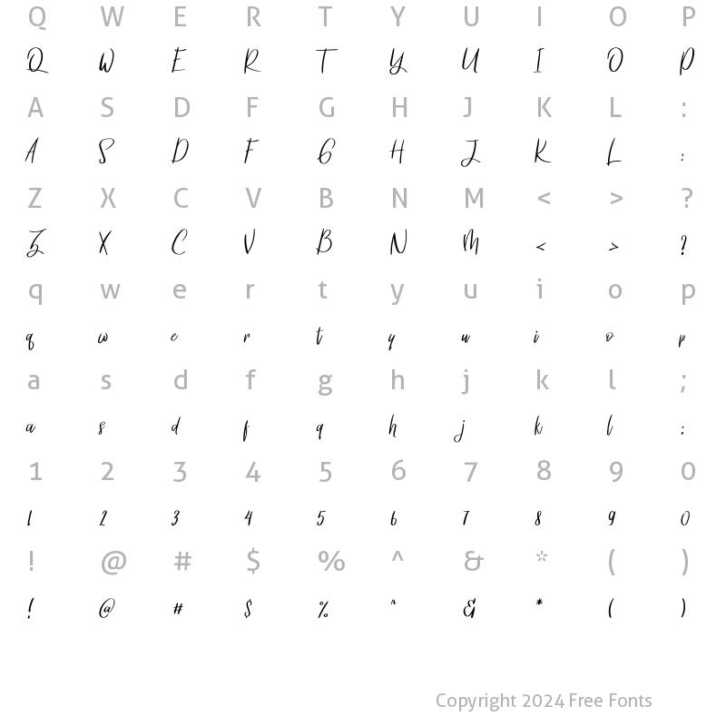 Character Map of Feel Zivton Regular