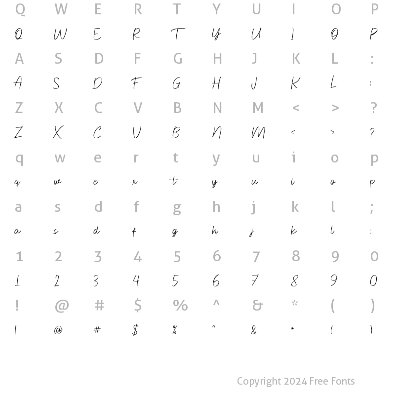 Character Map of Feeling Signature Regular