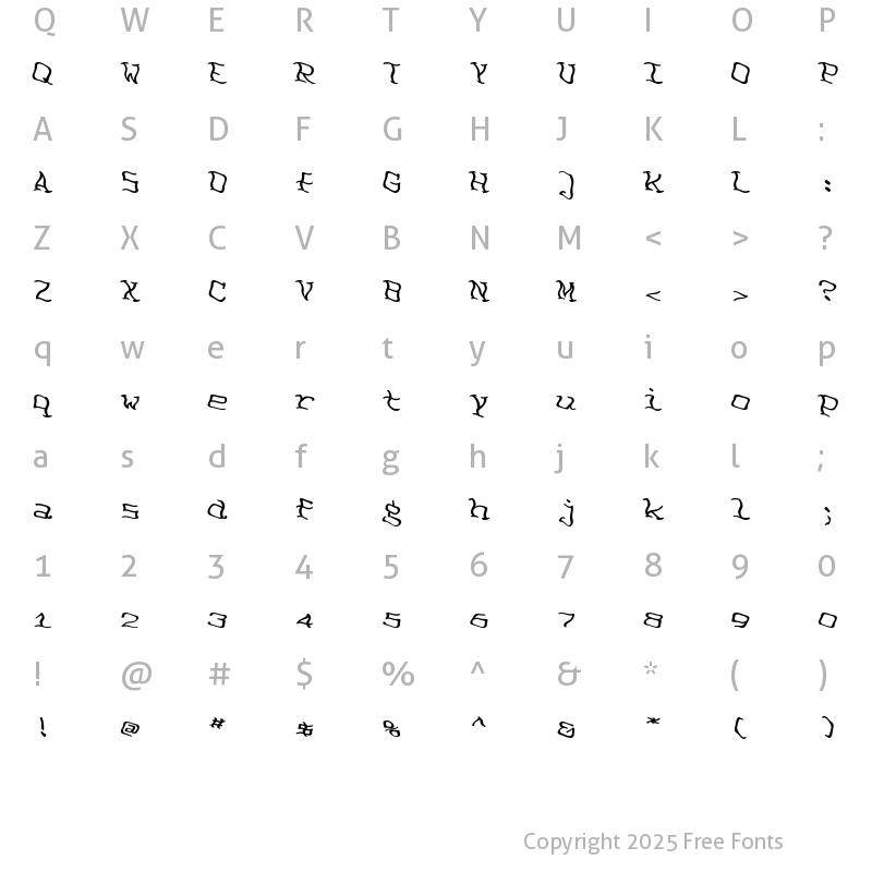 Character Map of FeggoliteDancing Italic