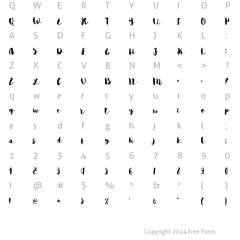 Character Map of Felicita Regular