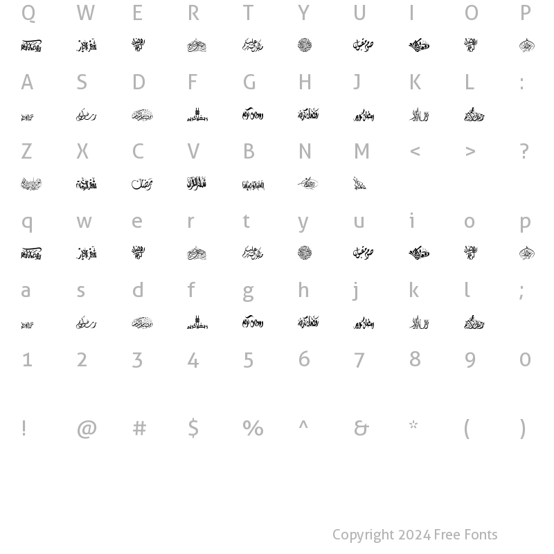 Character Map of Felicitation Arabic_Ramadan Regular