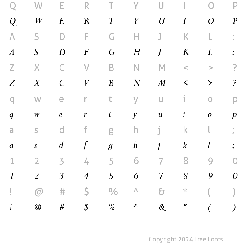 Character Map of Felicity Italic