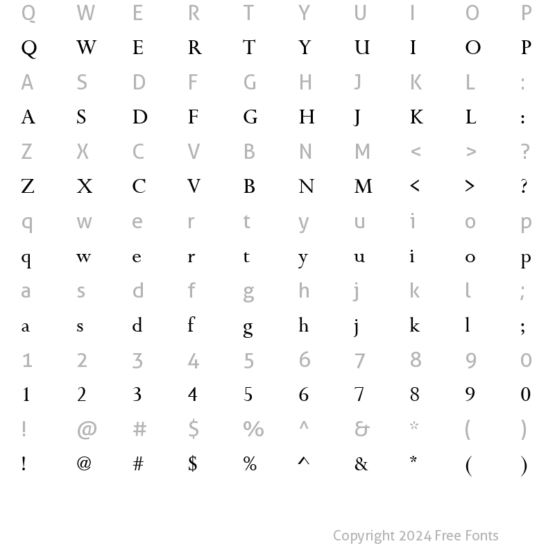 Character Map of Felicity Regular