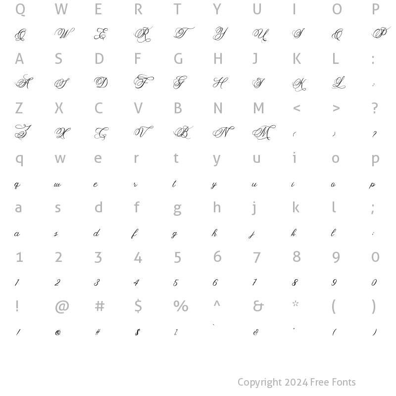 Character Map of Felitta Regular