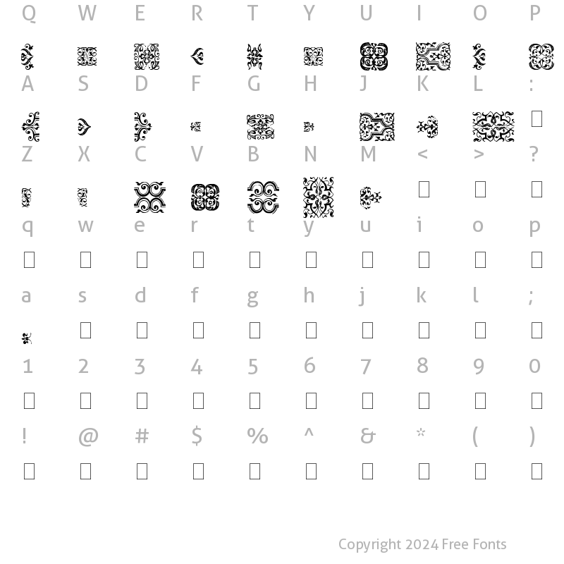 Character Map of Fell Flowers 1 Regular