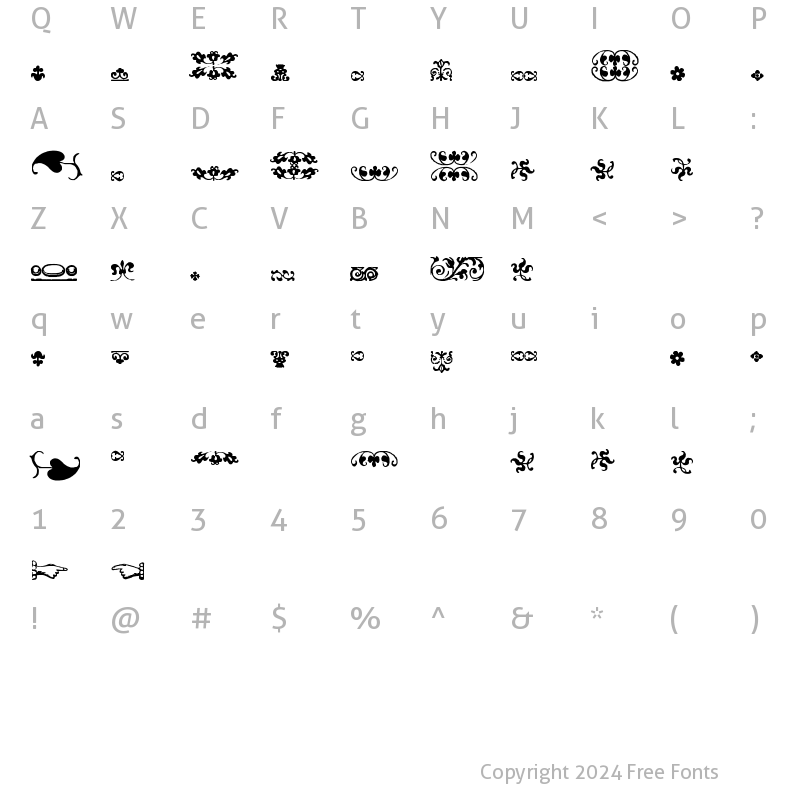 Character Map of Fell Flowers 2 Regular