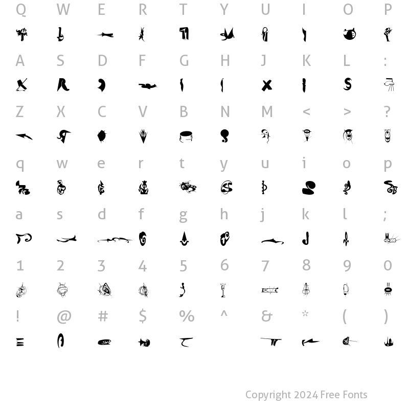 Character Map of FellaParts Too Regular