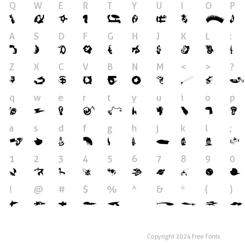 Character Map of FellaPartsOne Regular