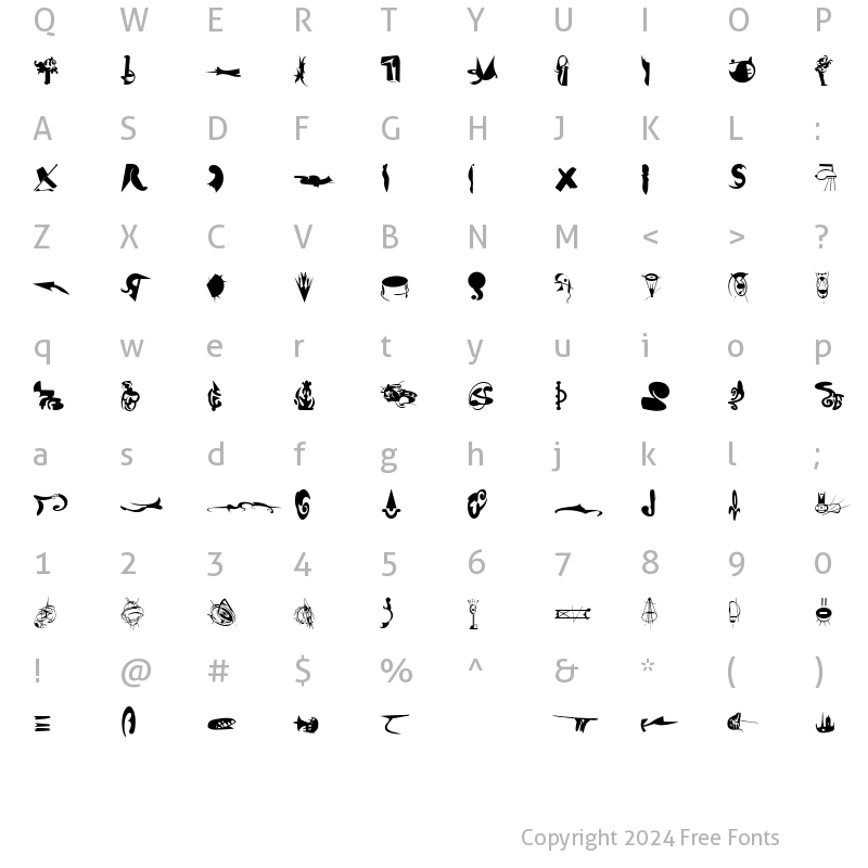 Character Map of FellaPartsToo Regular