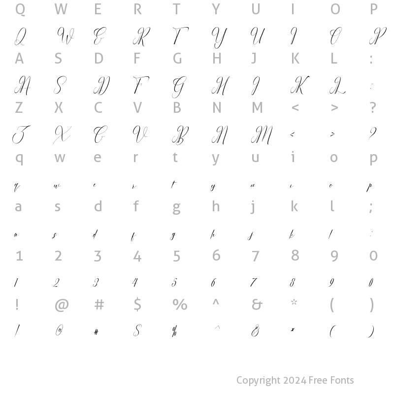 Character Map of Fellisetta Regular