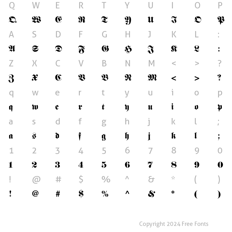 Character Map of Fellowmaiden Regular