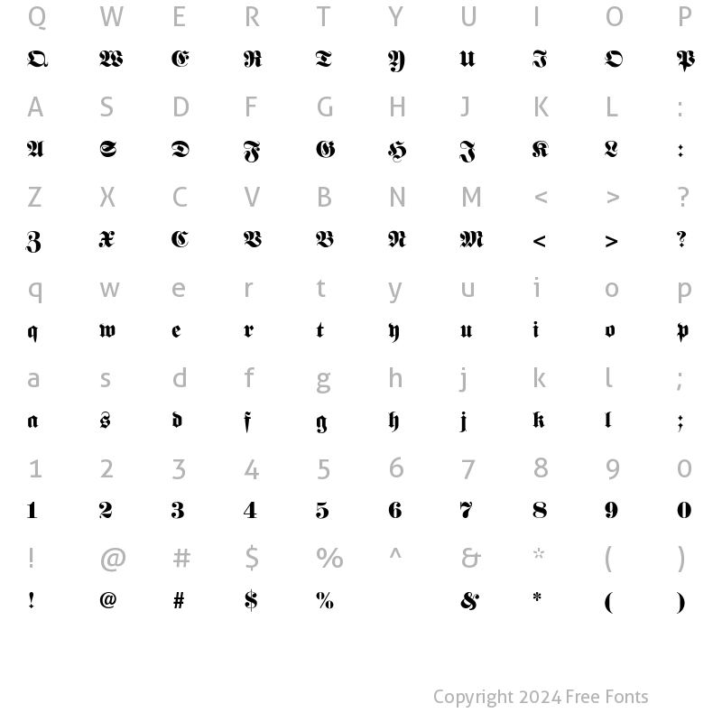 Character Map of Fellowmaiden-Semibold Regular