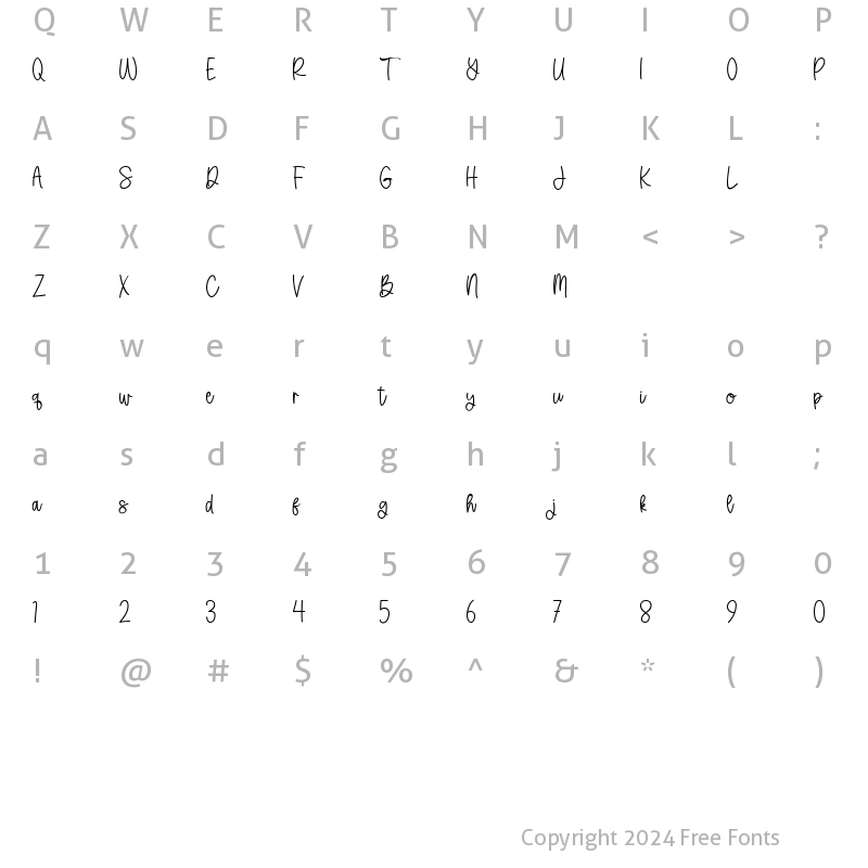 Character Map of Fellycia Regular