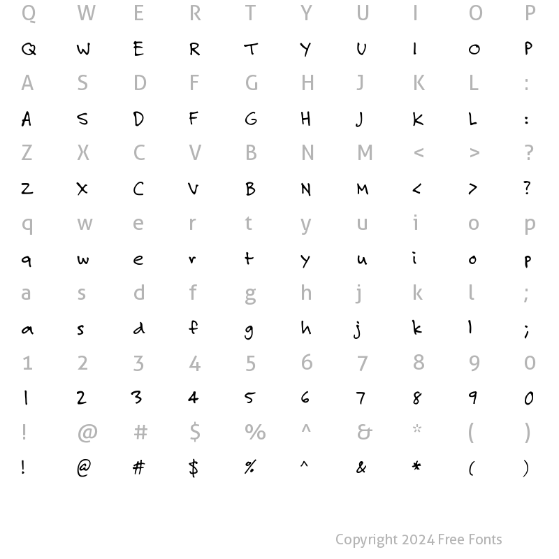 Character Map of Felt Tip Regular