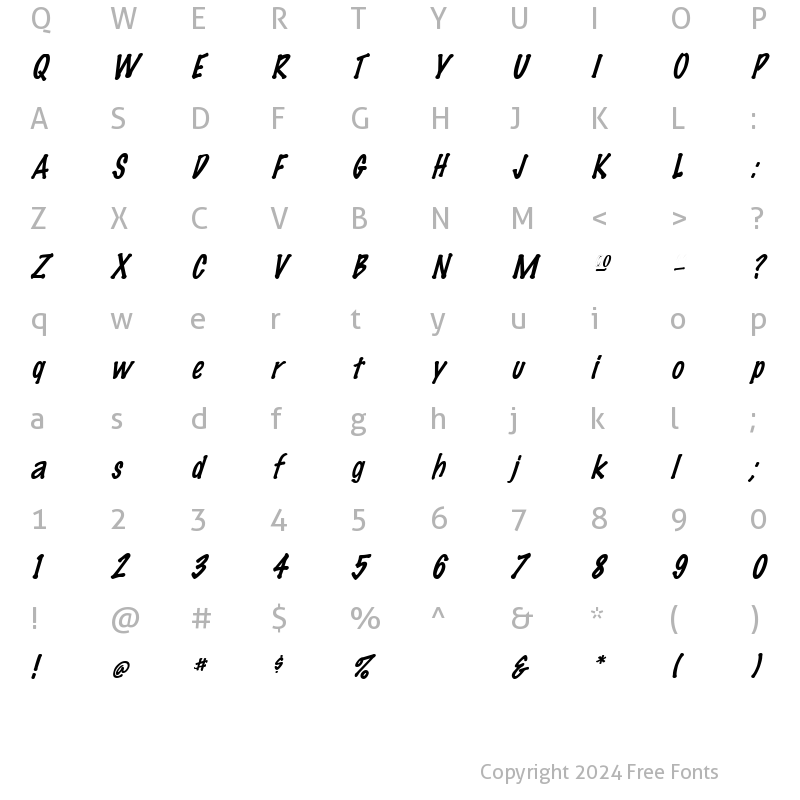 Character Map of FeltMark Italic