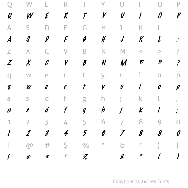 Character Map of FeltMark-Italic Regular