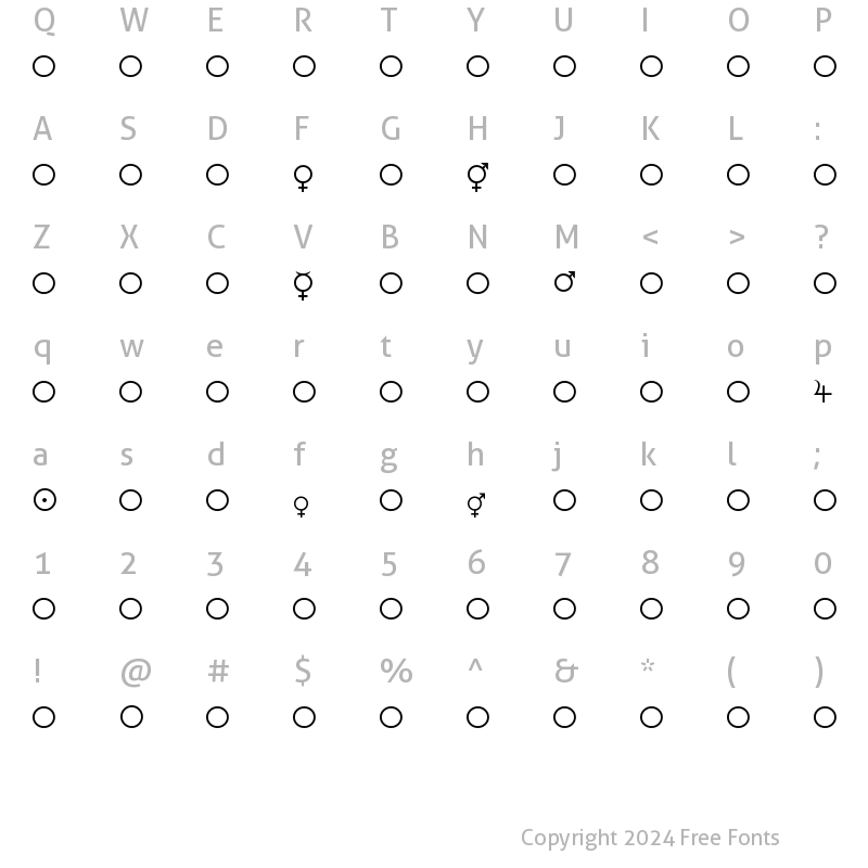 Character Map of Female and Male Symbols Regular