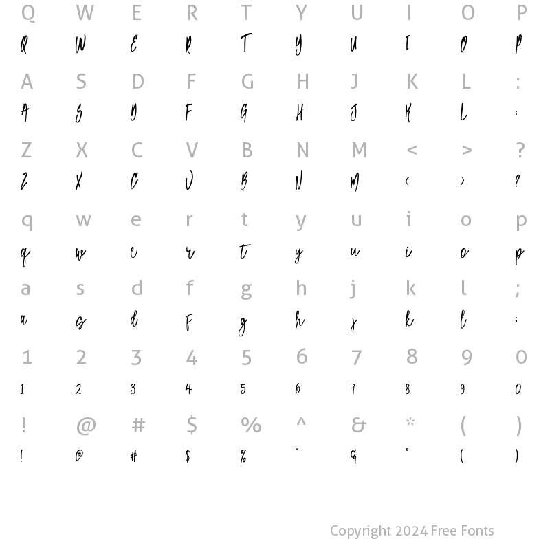 Character Map of Feminim Script Regular