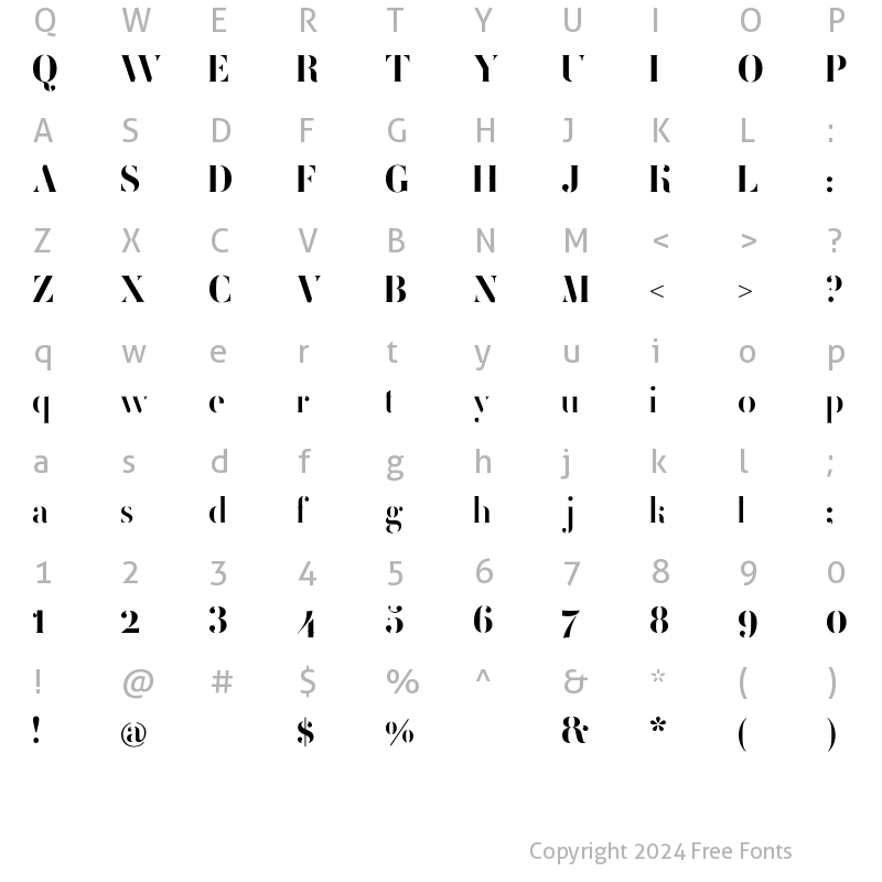 Character Map of FEMORALIS Regular