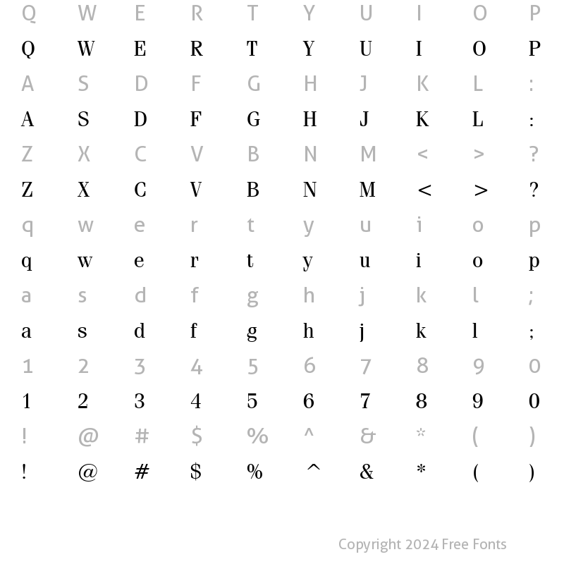 Character Map of Fenice BT Regular